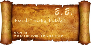 Bozmánszky Bató névjegykártya